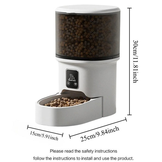 Smart WiFi Automatic Pet Feeder with App Remote Control Timer for Cats and Dogs Large Capacity Stainless Steel Food Dispenser