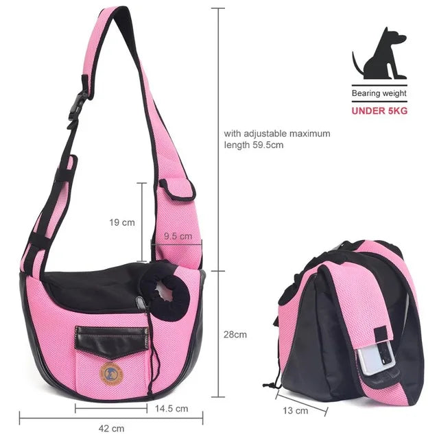 Pet Travel Bag Small Dog Cat Sling Carriers Hands Free Pet Puppy Reversible Pet Bag for Puppy Small Dogs and Cats