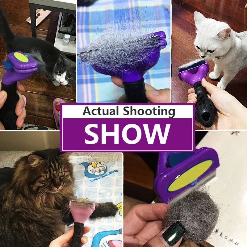 Pet Grooming Brush for Cats And Dogs - Hair Removal Comb Massage Cleaning Tool for Cat Hair Remover Shedding Control