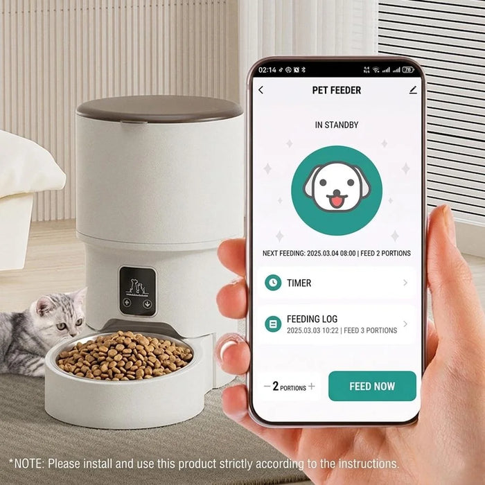 Smart WiFi Automatic Pet Feeder with App Remote Control Timer for Cats and Dogs Large Capacity Stainless Steel Food Dispenser