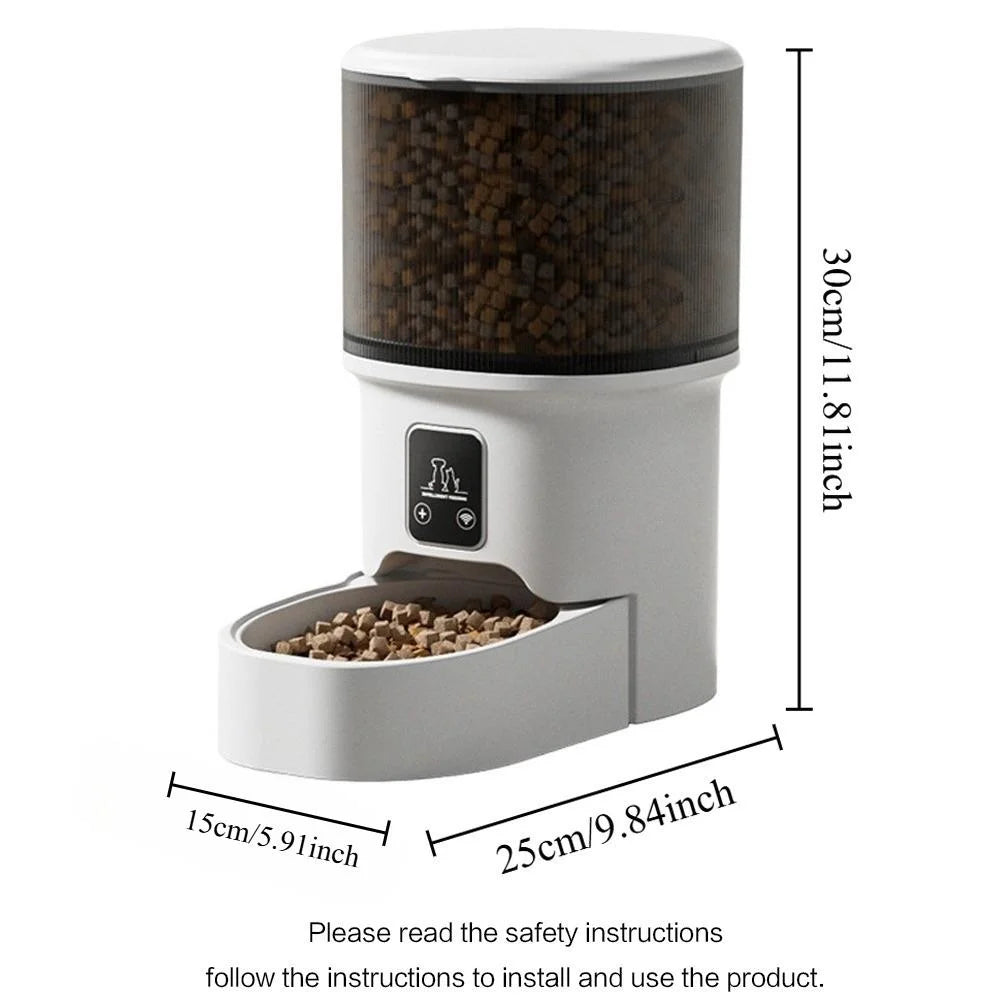 Smart WiFi Automatic Pet Feeder with App Remote Control Timer for Cats and Dogs Large Capacity Stainless Steel Food Dispenser