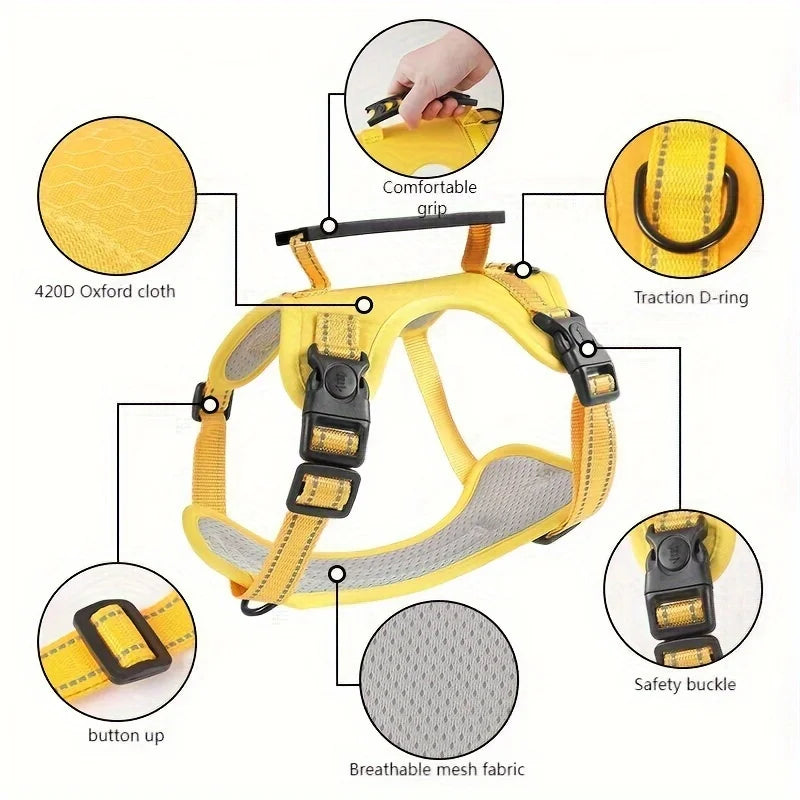 Adjustable Soft Padded Harness with Easy Control Handle Prevents Choking Pulling Comfortable No-Pulling Pet Harness for Dogs