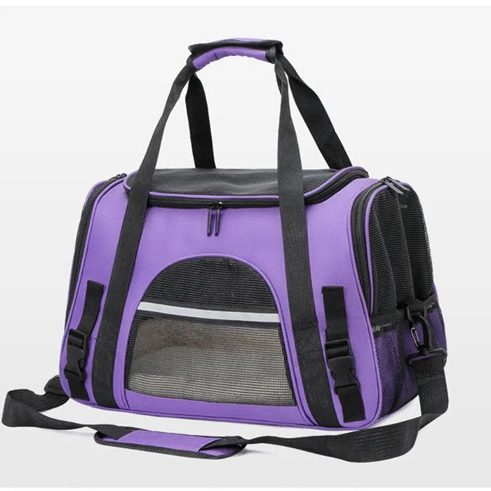 Foldable Pet Carrier Bag Small Dog Cat Carrying Out Bags Expansion Pet Travel Bag Mesh Breathable Expansion Crossbody Handbag