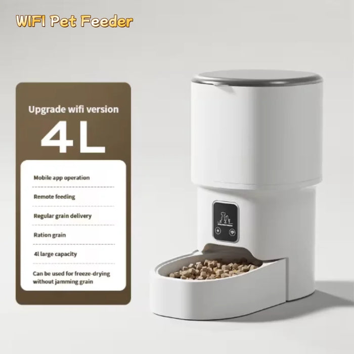 New 4L Automatic Pet Feeder WiFi Enabled Intelligent Cat And Dog Food Dispenser Smart Pet Feeder with Button Control