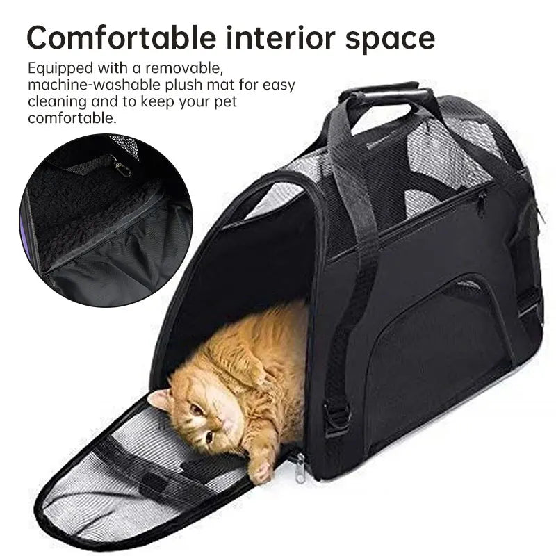 Foldable Pet Carrier Bag Small Dog Cat Carrying Out Bags Expansion Pet Travel Bag Mesh Breathable Expansion Crossbody Handbag