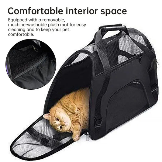 Foldable Pet Carrier Bag Small Dog Cat Carrying Out Bags Expansion Pet Travel Bag Mesh Breathable Expansion Crossbody Handbag