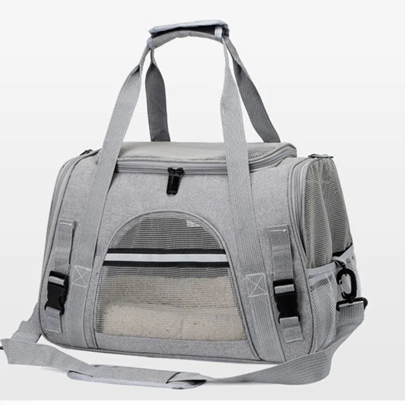 Foldable Pet Carrier Bag Small Dog Cat Carrying Out Bags Expansion Pet Travel Bag Mesh Breathable Expansion Crossbody Handbag