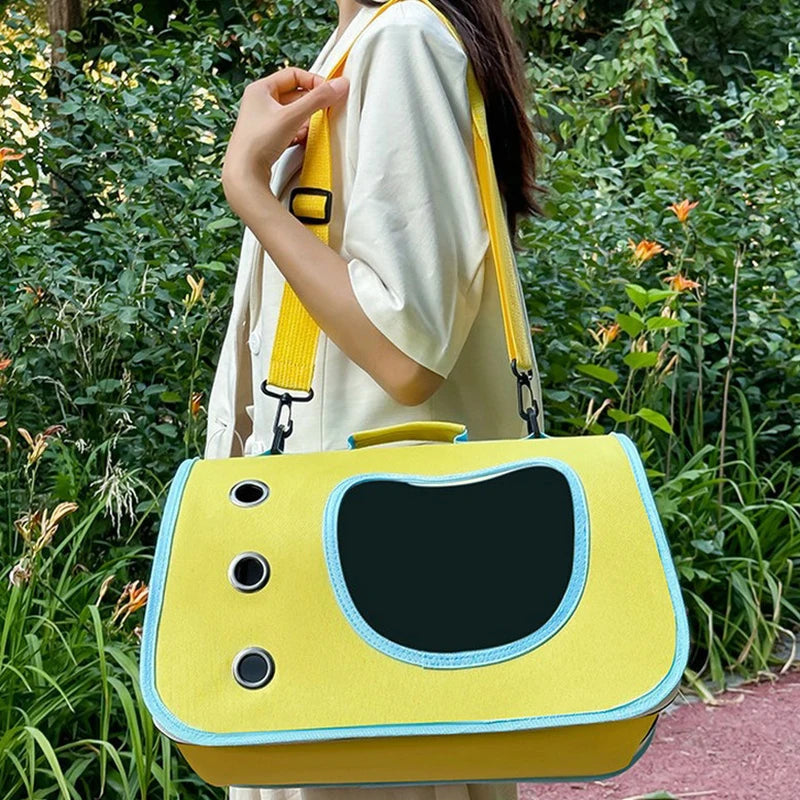 Portable Cat Carrier Backpack for Small Pets Foldable Breathable Pet Travel Bag (Dog & Cat), Lightweight, Adjustable Strap