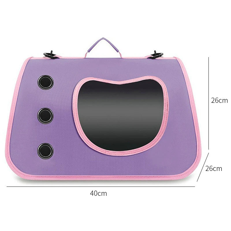 Portable Cat Carrier Backpack for Small Pets Foldable Breathable Pet Travel Bag (Dog & Cat), Lightweight, Adjustable Strap