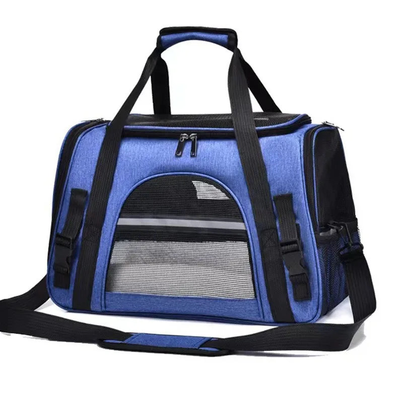 Foldable Pet Carrier Bag Small Dog Cat Carrying Out Bags Expansion Pet Travel Bag Mesh Breathable Expansion Crossbody Handbag