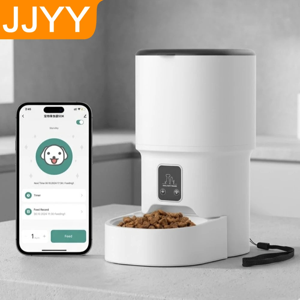 Smart WiFi Automatic Pet Feeder with App Remote Control Timer for Cats and Dogs Large Capacity Stainless Steel Food Dispenser
