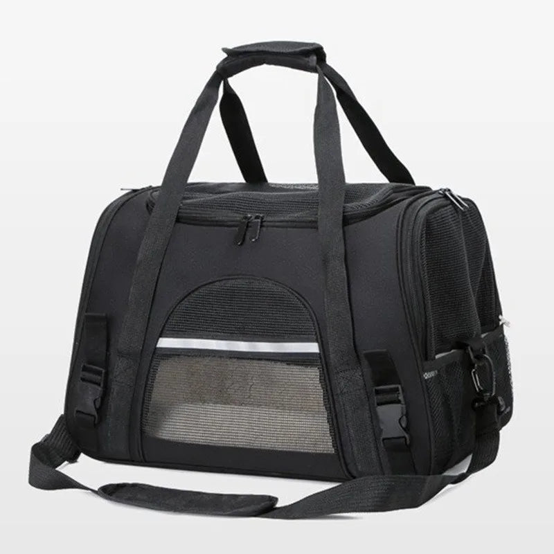 Foldable Pet Carrier Bag Small Dog Cat Carrying Out Bags Expansion Pet Travel Bag Mesh Breathable Expansion Crossbody Handbag