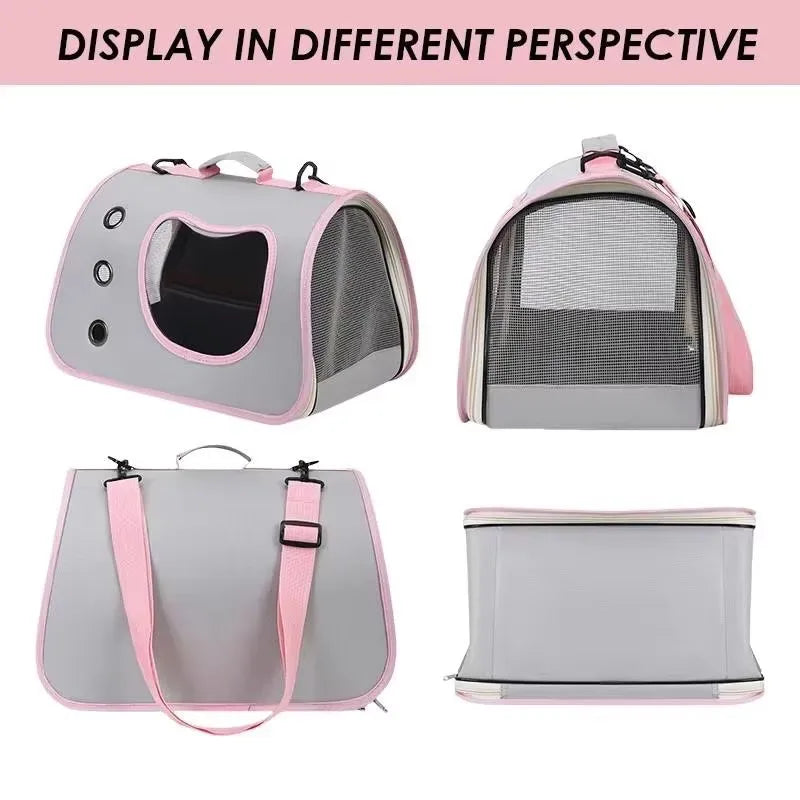 Portable Cat Carrier Backpack for Small Pets Foldable Breathable Pet Travel Bag (Dog & Cat), Lightweight, Adjustable Strap