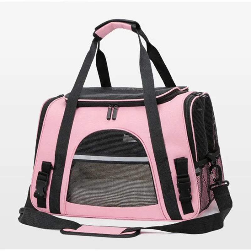 Foldable Pet Carrier Bag Small Dog Cat Carrying Out Bags Expansion Pet Travel Bag Mesh Breathable Expansion Crossbody Handbag