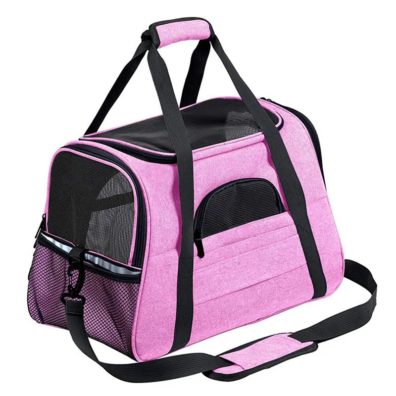 Foldable Pet Carrier Bag Small Dog Cat Carrying Out Bags Expansion Pet Travel Bag Mesh Breathable Expansion Crossbody Handbag
