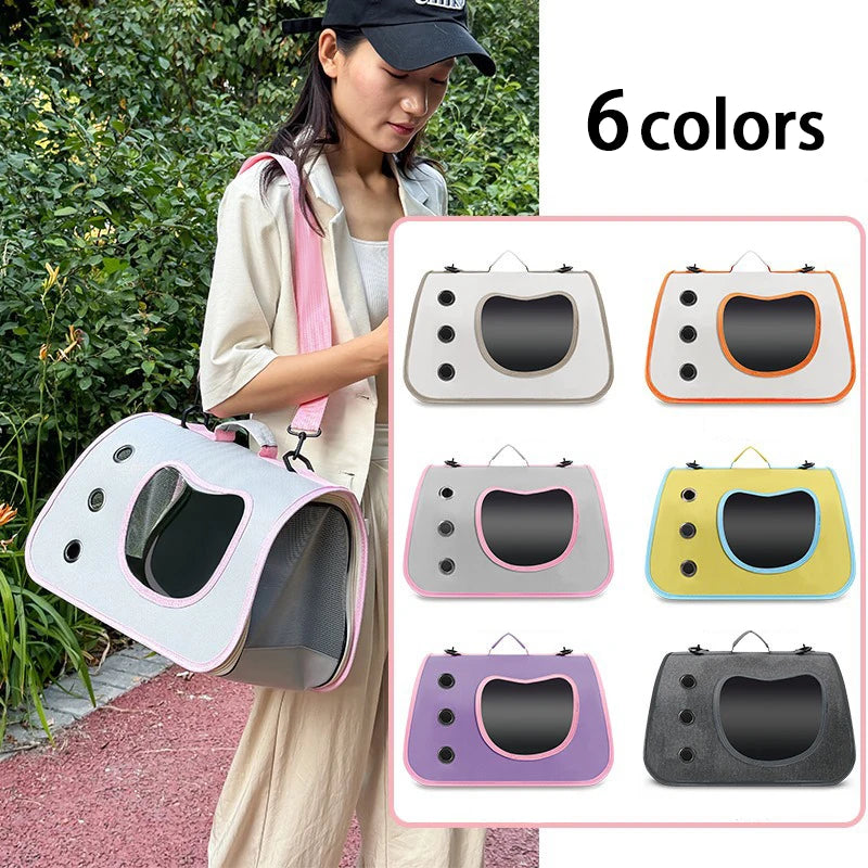 Portable Cat Carrier Backpack for Small Pets Foldable Breathable Pet Travel Bag (Dog & Cat), Lightweight, Adjustable Strap