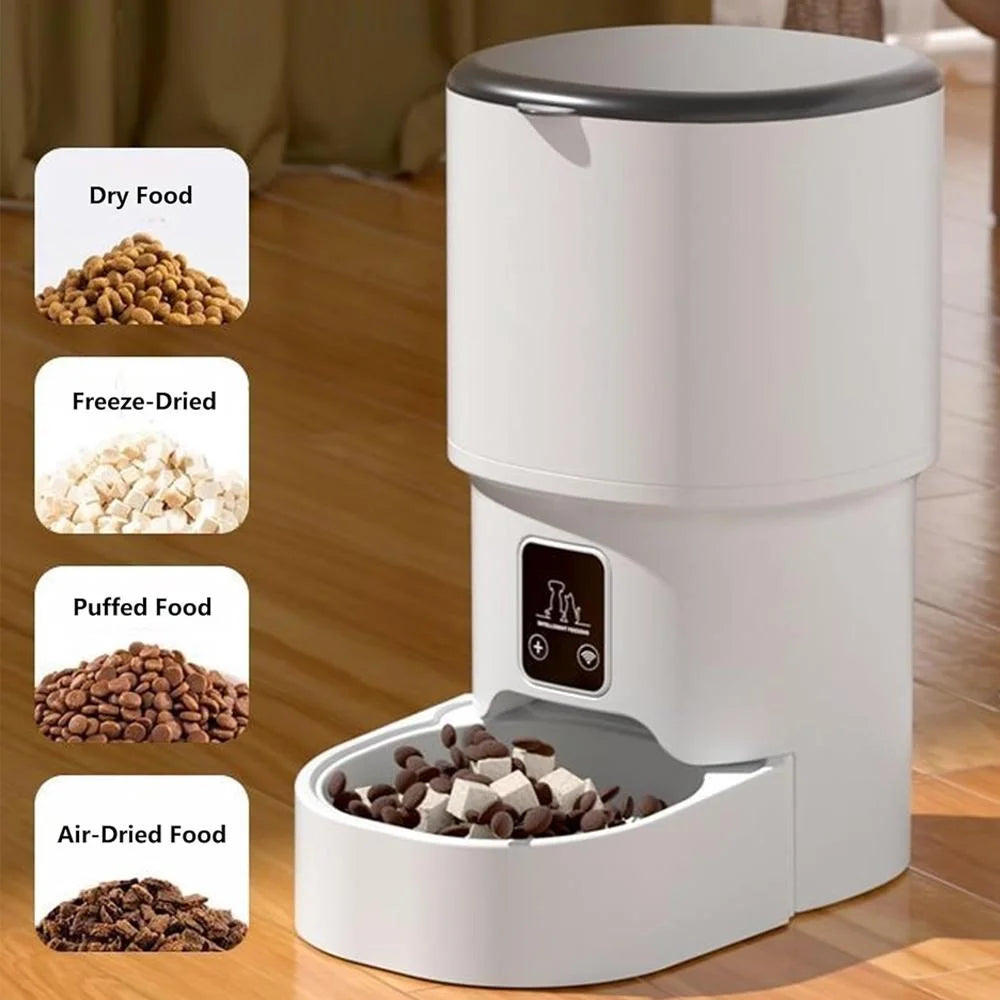 Smart WiFi Automatic Pet Feeder with App Remote Control Timer for Cats and Dogs Large Capacity Stainless Steel Food Dispenser
