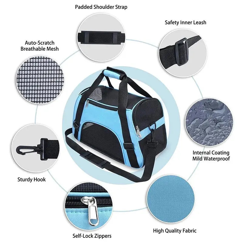 Foldable Pet Carrier Bag Small Dog Cat Carrying Out Bags Expansion Pet Travel Bag Mesh Breathable Expansion Crossbody Handbag