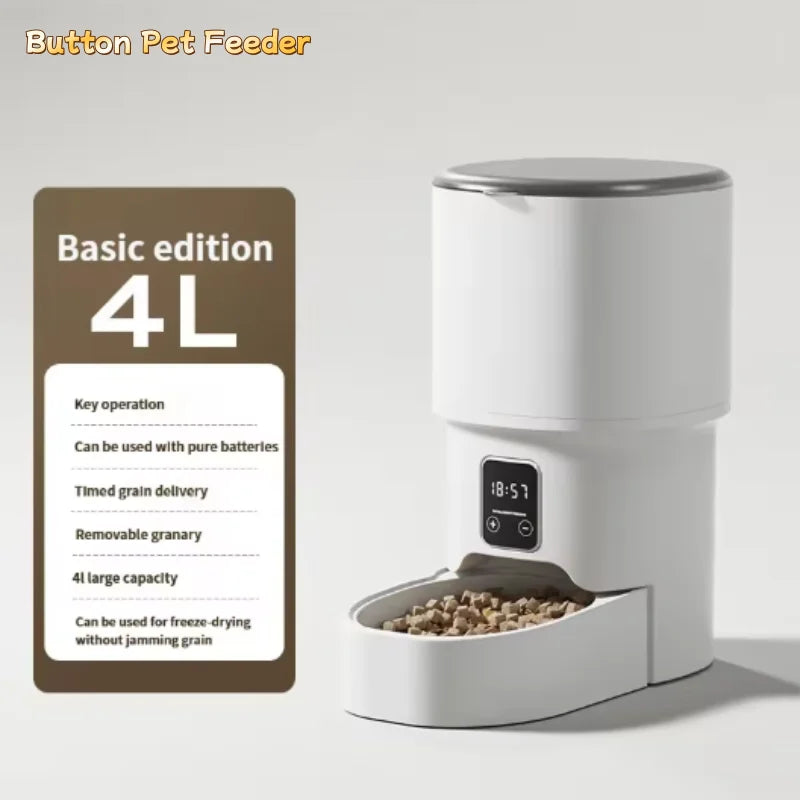New 4L Automatic Pet Feeder WiFi Enabled Intelligent Cat And Dog Food Dispenser Smart Pet Feeder with Button Control