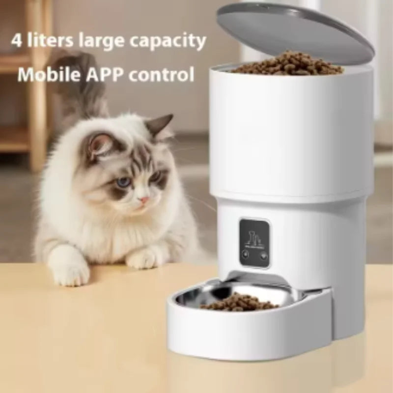 New 4L Automatic Pet Feeder WiFi Enabled Intelligent Cat And Dog Food Dispenser Smart Pet Feeder with Button Control
