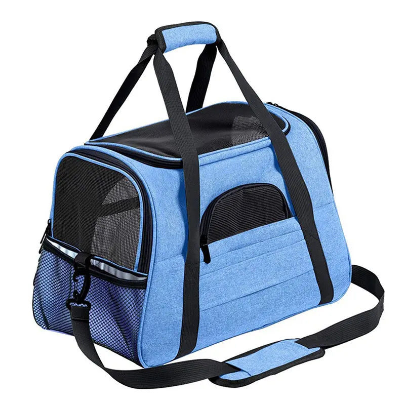 Foldable Pet Carrier Bag Small Dog Cat Carrying Out Bags Expansion Pet Travel Bag Mesh Breathable Expansion Crossbody Handbag