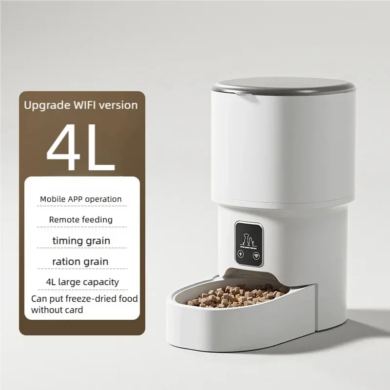 4L Smart Pet Feeder Automatic WiFi Enabled Intelligent Food Dispenser for Cats And Dogs with Button Control