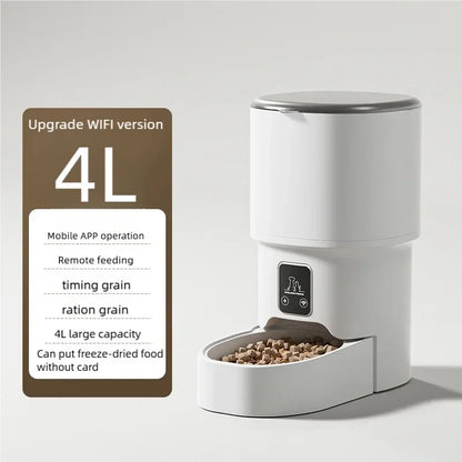 4L Smart Pet Feeder Automatic WiFi Enabled Intelligent Food Dispenser for Cats And Dogs with Button Control