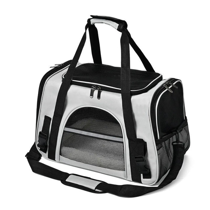 Foldable Pet Carrier Bag Small Dog Cat Carrying Out Bags Expansion Pet Travel Bag Mesh Breathable Expansion Crossbody Handbag