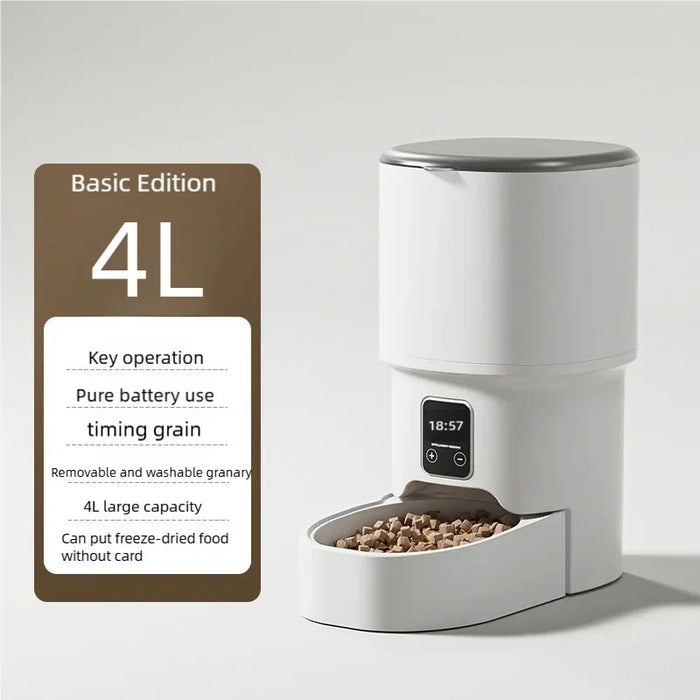 4L Smart Pet Feeder Automatic WiFi Enabled Intelligent Food Dispenser for Cats And Dogs with Button Control